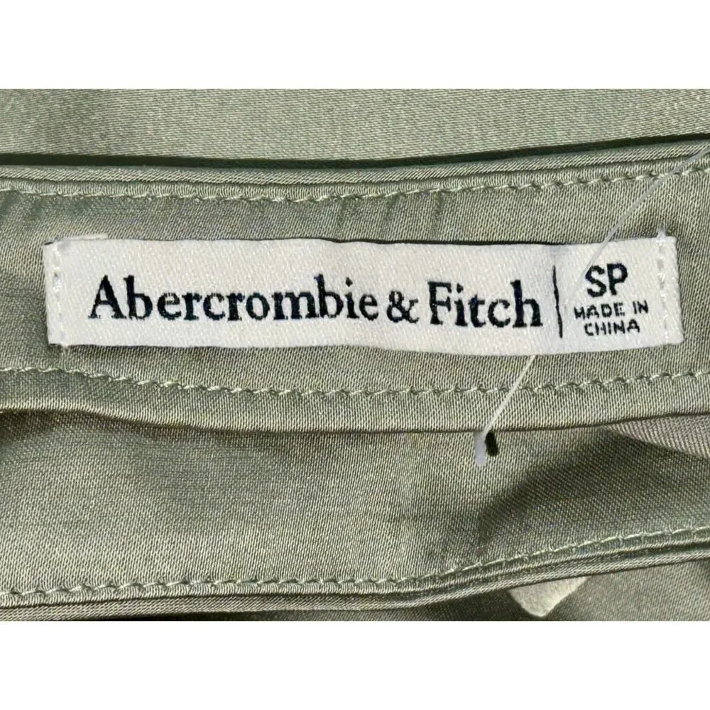 Abercrombie & Fitch Sage Green Satin Strappy Sleeveless Slip Maxi Dress Womens S